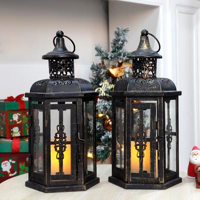 Vintage Candle Holder Lanterns 10 Inch High Decorative Hanging Lantern Bird Cage Metal Candle Holder Black Garden Home Decor