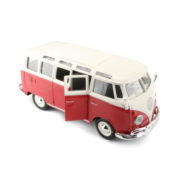 Voiture miniature - MAISTO - Volkswagen T1 Combi Samba M31956 - En métal - Rouge à l'échelle 1/25ème