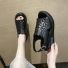 Thick-soled wedge sandals women's new summer high-heeled fish mouth women's shoes hollow height-increasing muffin shoes size 42