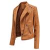 Women Ladies Lapel Motor Jacket Coat Zip Biker Short Punk Cropped Tops