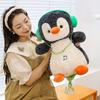 Chubby Penguin Plush Toy with Fun Headphones - Cute Cartoon Doll Gift for Girls