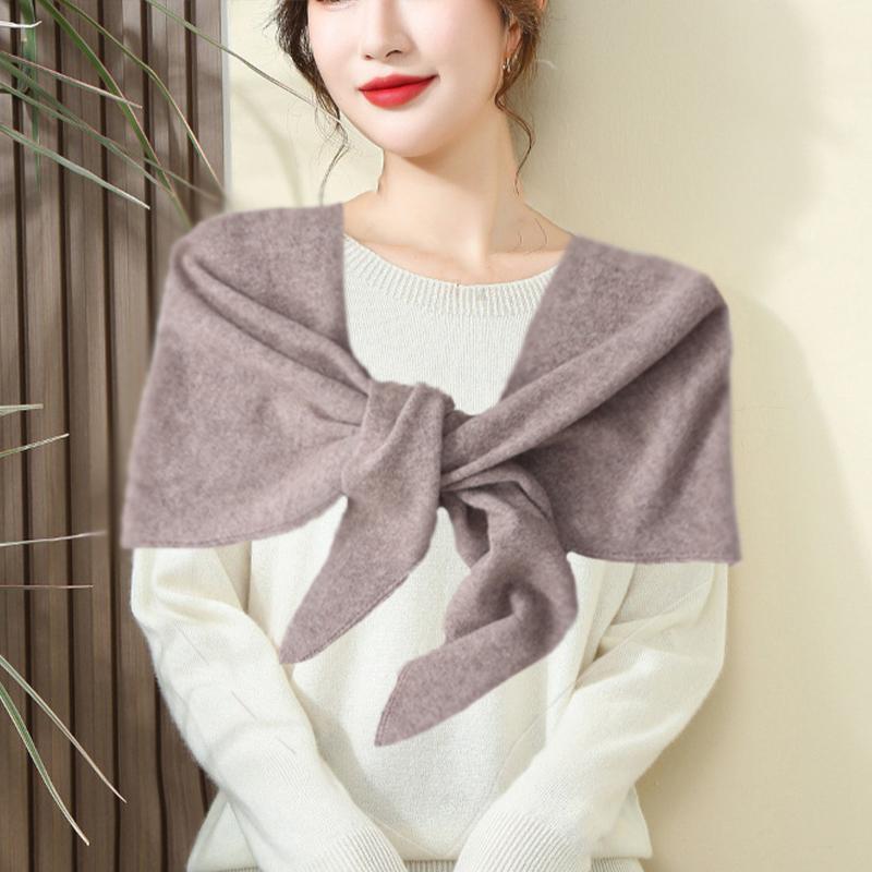 100%Wool Knitted Shawls Women Autumn Winter Fashion Big Triangular Shoulder Scarf Elegant Cape Poncho Multi-functional Pashmina