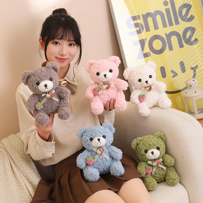 Favorite Toy Milk White Sitting Strawberry Bear Teddy Bear Doll Plush Toy Hug Bear Doll Girlfriend Valentine's Day Gift