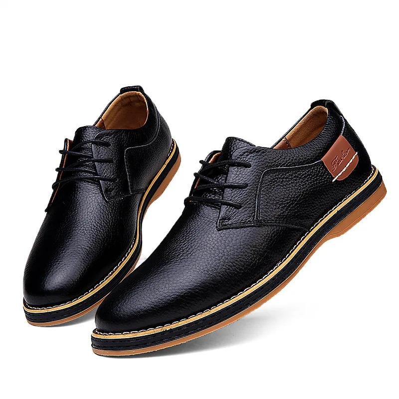 Men Oxfords Genuine Leather Dress Shoes 2025 Lace Up Italian Mens Casual Shoes Luxury Brand Moccasins Loafers Plus Size 38-48