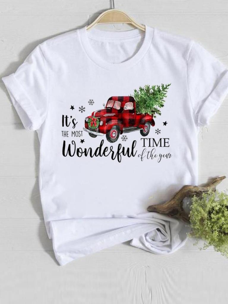Trendy Unisex Christmas Tshirt Funny Santa Claus Hat Print Loose Fit Casual Tee Merry Xmas Happy New Year Gift for Unisex and Women