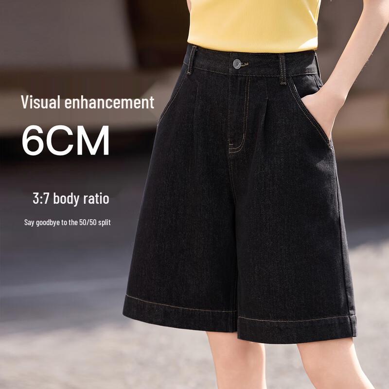 

Women s 2026 Summer High-Waist Wide-Leg Denim Shorts 28