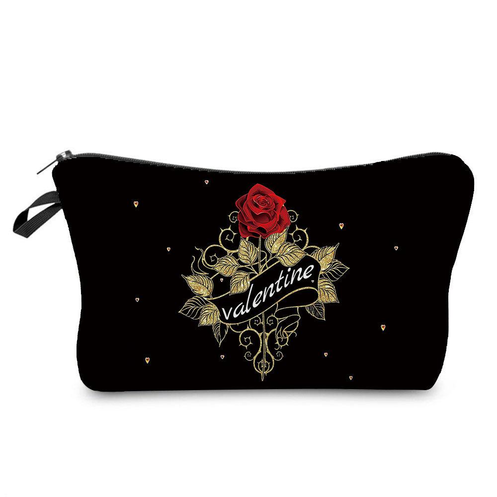 Women Hearts Print Cosmetic Bag Toiletries Organize Travel Storage Case KTB