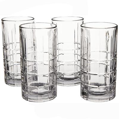 Whiskey Highball Glasses, 16oz Tumblers, Set of 4 Premium Drinking Glasses for Cocktails, Durable Clear Design