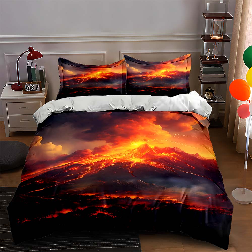 

Fiery volcanic eruption Bedding Duvet cover sets Duvet covers Pillowcases gifts (1 * Duvet Cover 2 * Pillowcases, without duvet insert) 135x200cm