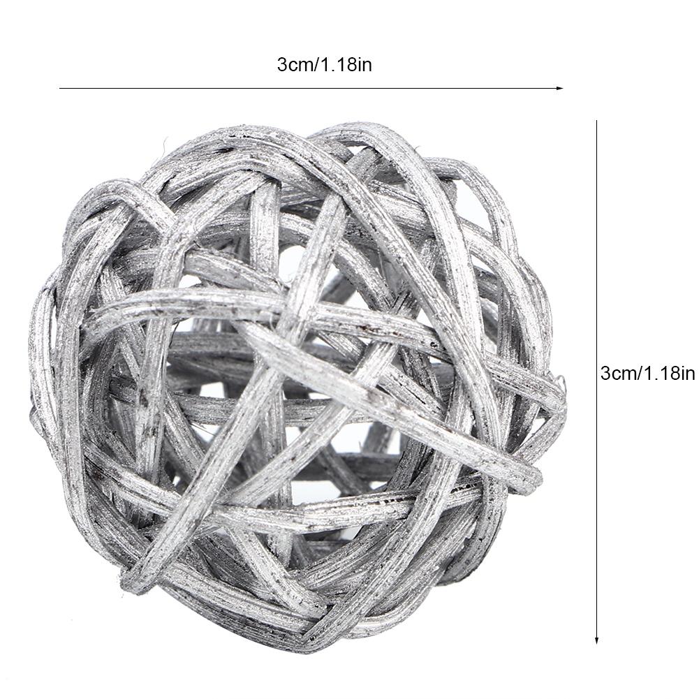 20Pcs Rattan Balls for Garden Wedding Party Christmas Decoration(Silver)