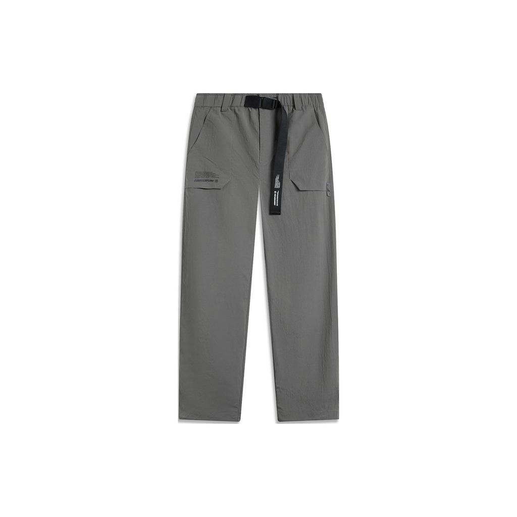 Li Ning CF Su Series Solid Color Mid Waist Straight Loose Knitted Sports Pants Men Pants AYKU621-1