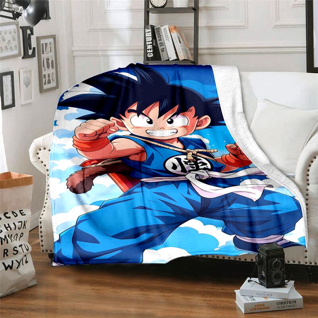 1PC Son Goku  Print Flannel Blanket, High Quality All Seasons, Home Decor, Warmth and Comfort, Perfect for Christmas Gifts