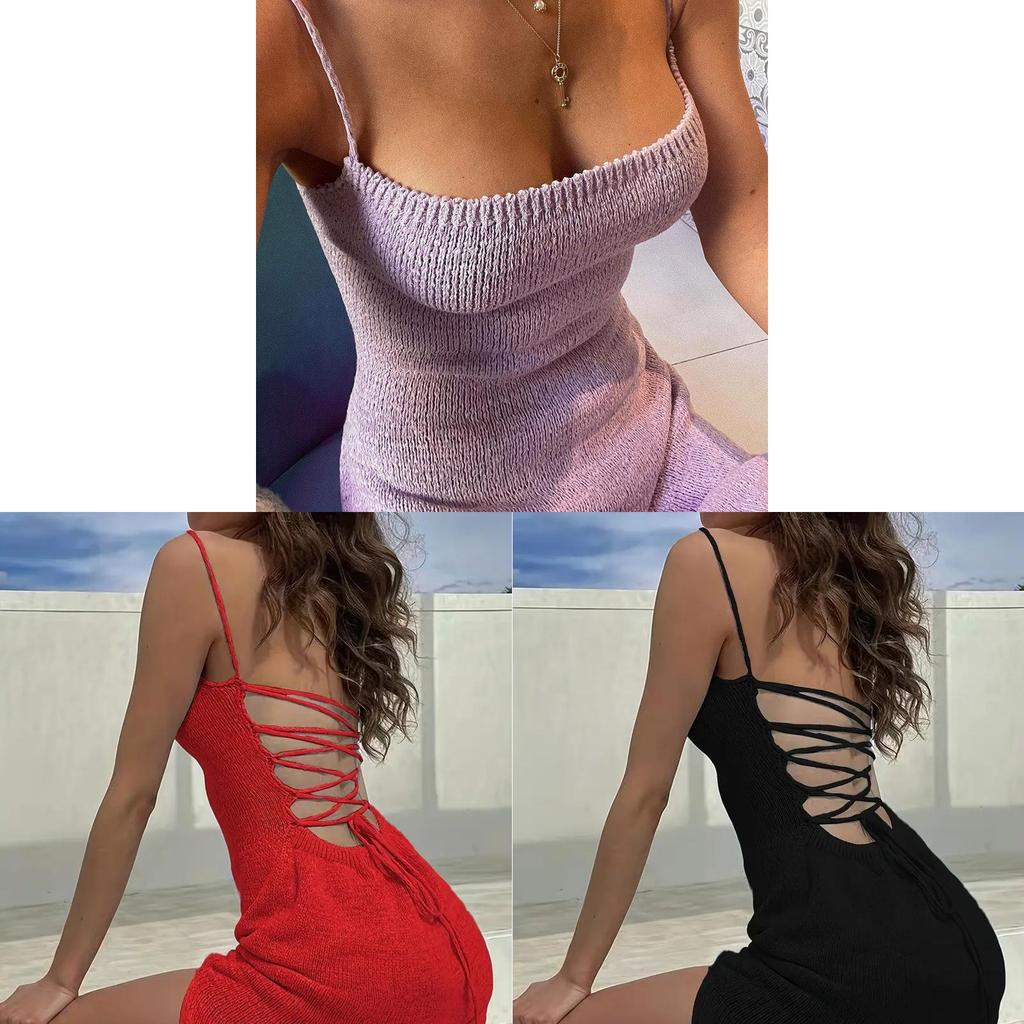 Abito Estivo da Spiaggia Senza Schiena con Fantasia 3D per Abbigliamento Casual da Spiaggia e Look da Discoteca