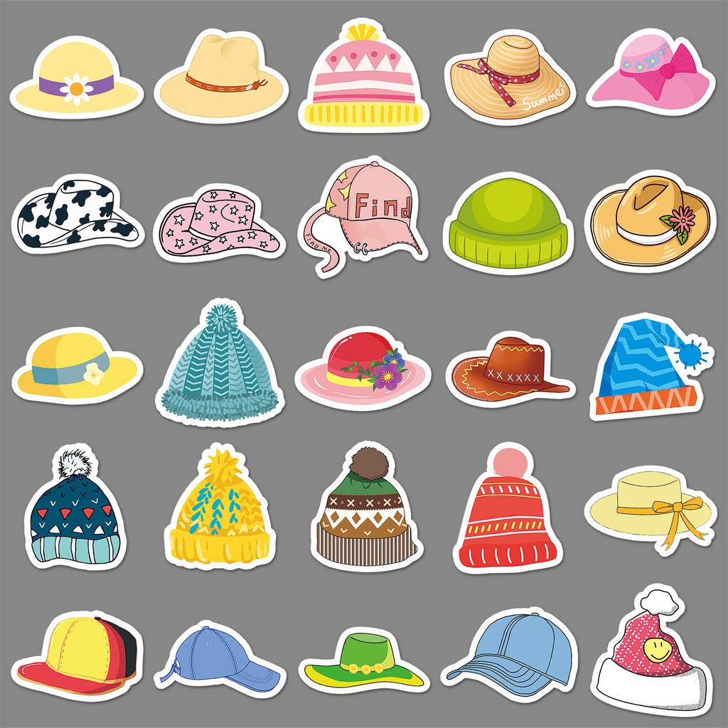 50 Hats Doodle Personality Cartoon Cute Children's Goo Card DIY Milk Tea Cup Suitcase Sticker Waterproof