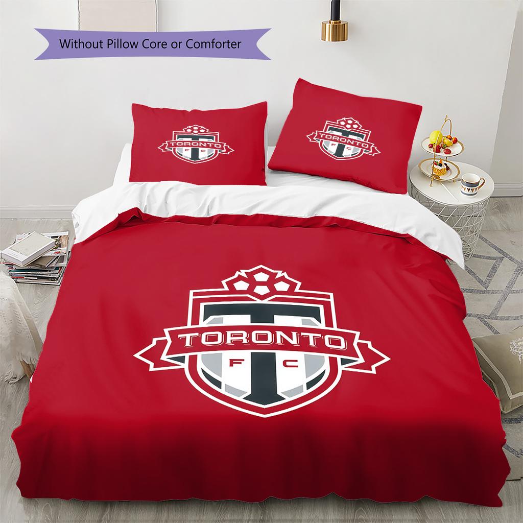 Toronto FC Pattern Bedding Quilt Set Home Decoration Gift (1 * duvet cover + 2 * pillowcase without core)