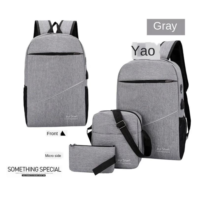 3pcs/set Men's Backpack Male USB Charging Laptop Backpack Women Travel Backpacks Schoolbag Men Shoulder Bag Sets Bags 3 Pieces