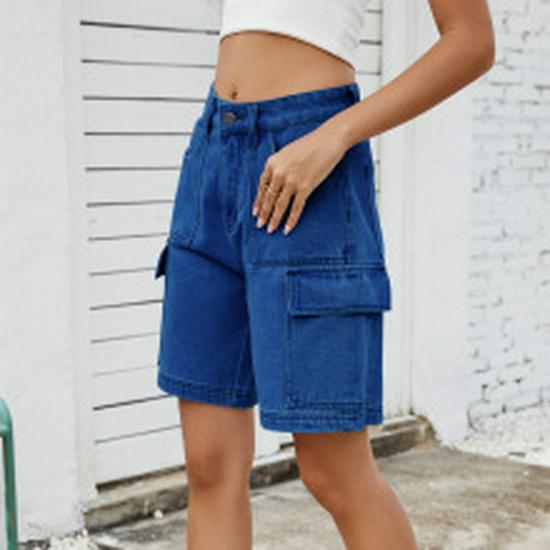 2024 Women's European & American Elastic Waist Casual High-Waist Slimming Denim Shorts