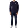 Emporio Armani EA7 Solid Color Crew Neck Long Sleeve T-Shirt Men Tops Blue 8NPT55PJM5Z1578