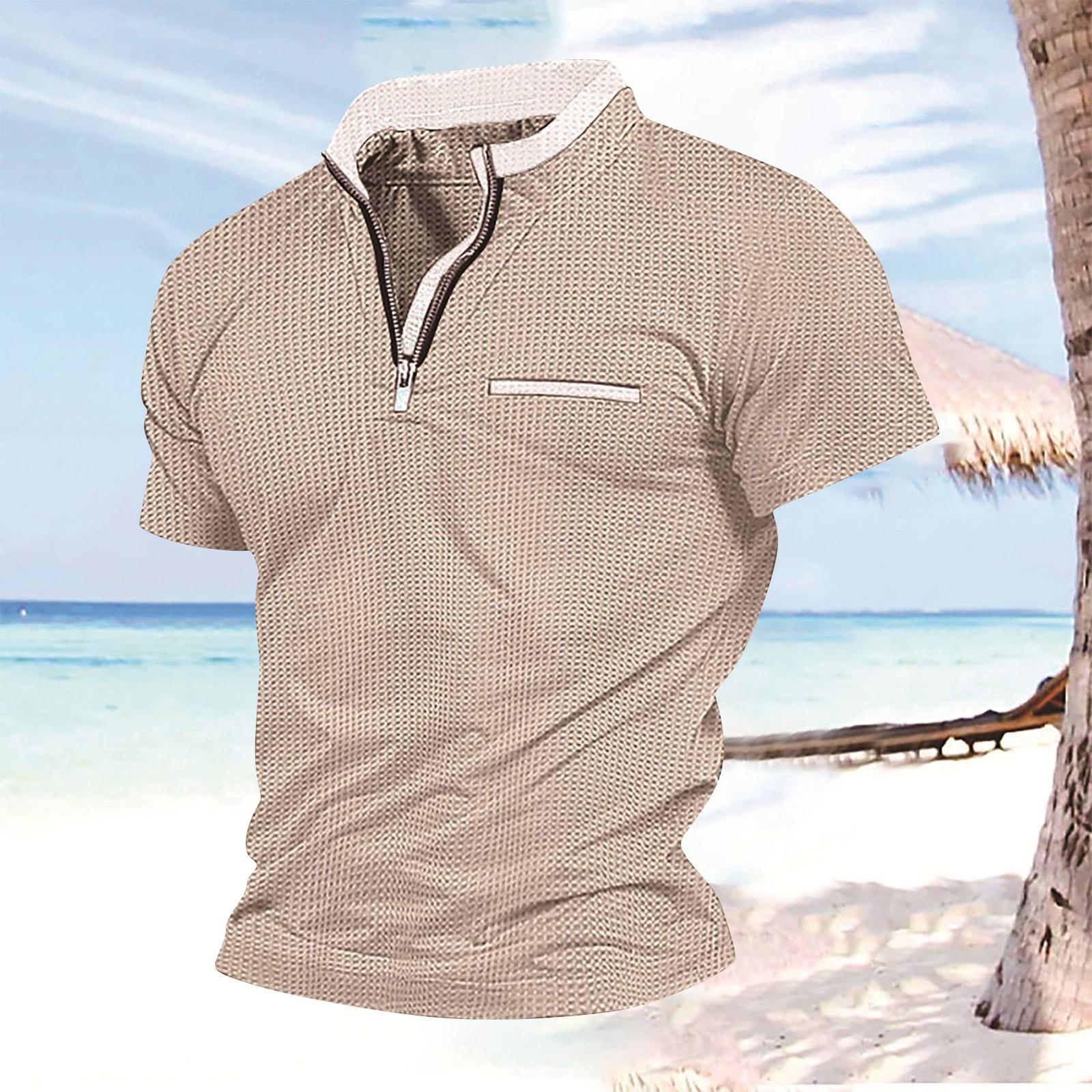 

Мужская летняя рубашка с клетчатым карманом на молнии. Мужская спортивная рубашка XXL хаки