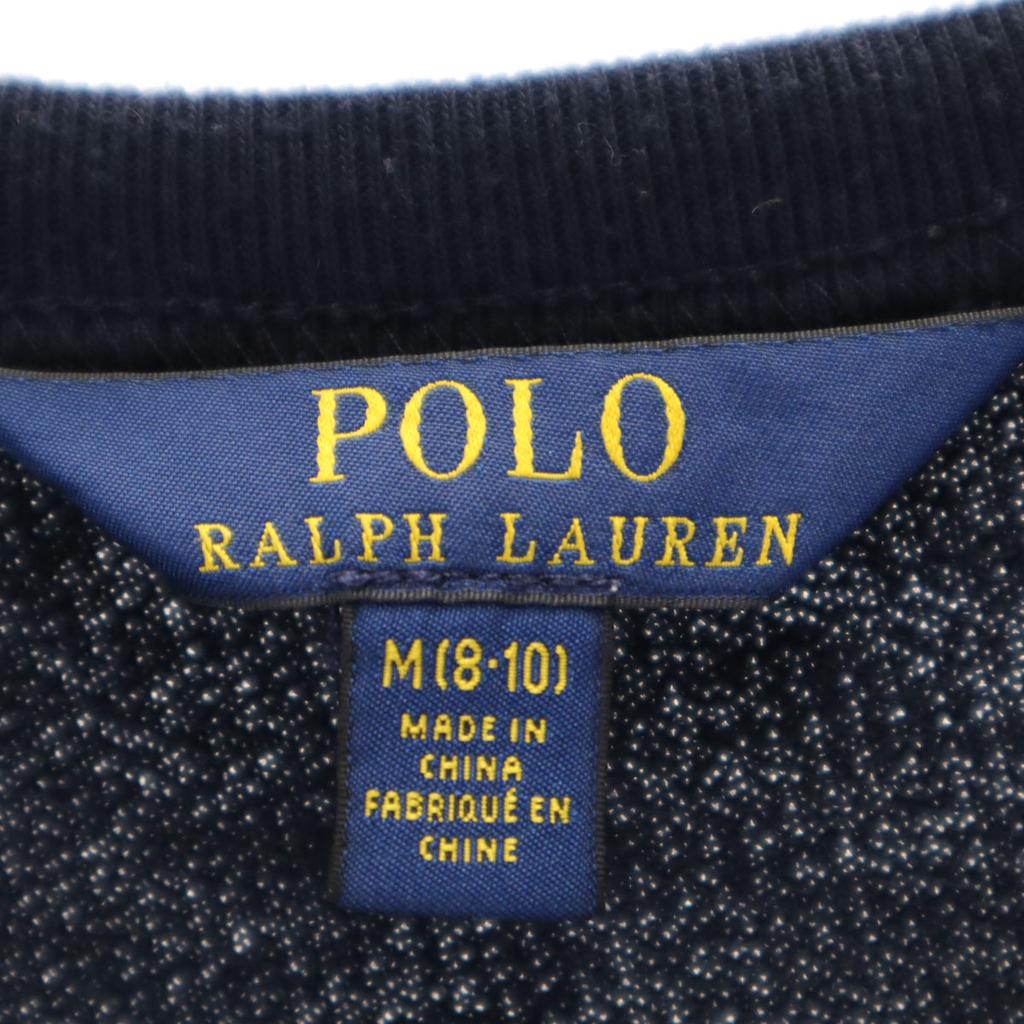 POLO RALPH LAUREN Border Pattern Long sleeve one piece M 8-10 Navy Kid's Used