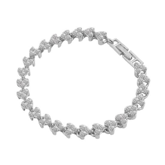 Women Bracelet Heart Shape Sparkling Rhinestones Inlaid Wristband Waterproof Casual Wear Bracelet Wrist Accessory