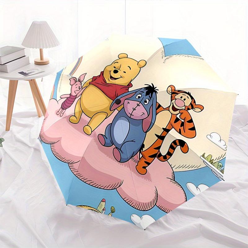 Winnie the Pooh, Tigger Automatic Opening and Closing Umbrella - 8 Ribs Portable Folding Umbrella with Plastic Handle, Suitable for Leisure