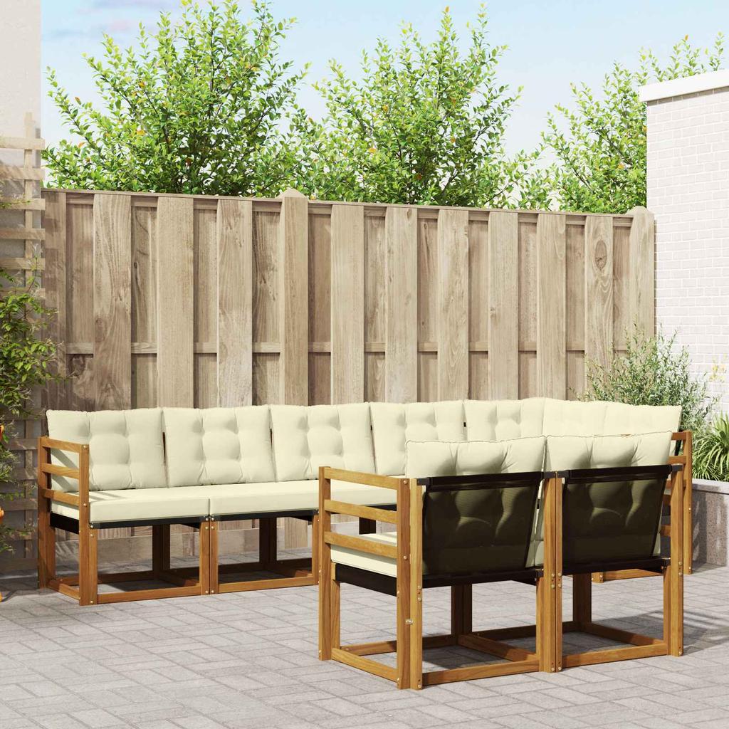 Outdoor Sofa Set with Cushions 8 Pcs Natural and Cream