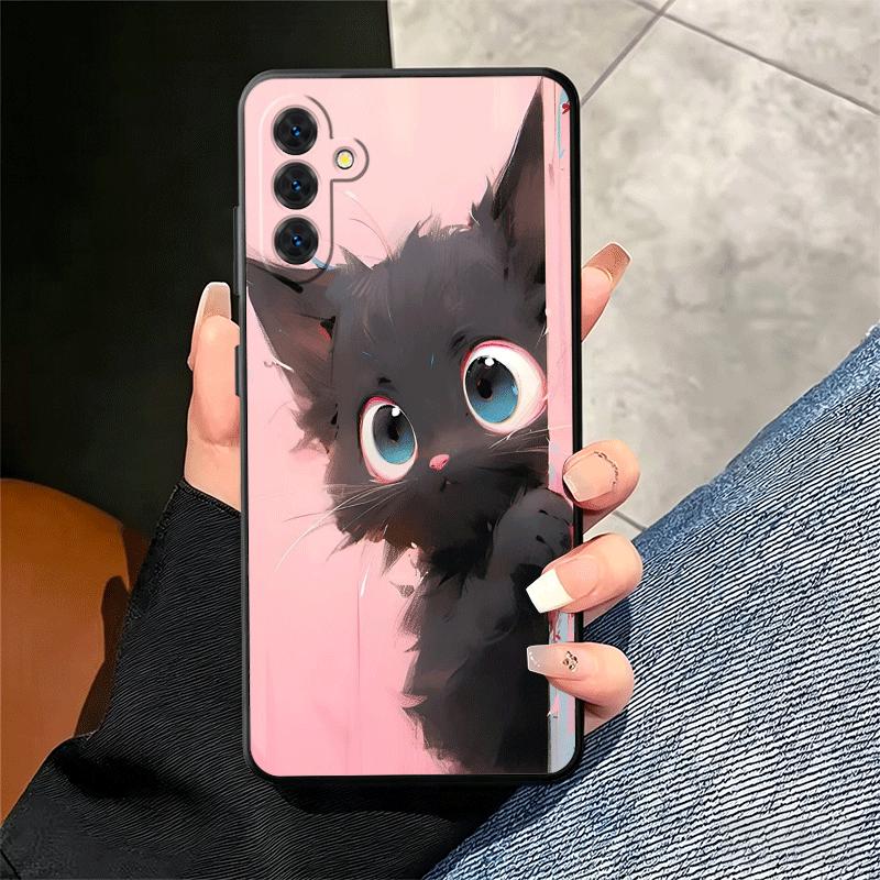 Black Cat Cartoon Cute Soft Phone Case for Samsung A17 A37 A57 A16 A26 A36 A56 A15 A25 A35 A55 A14 A24 A34 A54 A13 A23 A33 A53 A