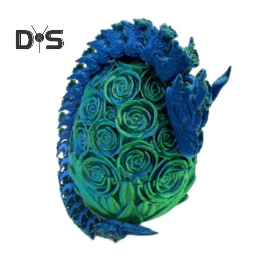 3D Printed Rose Dragon Articulated Dragon with Egg Flexible Rose Dragon with Movable Joints Desktop Stress Relief Toy for Home Office School