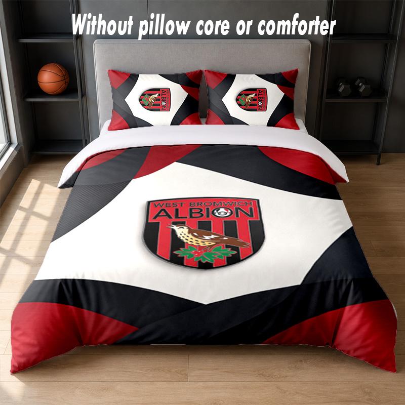 West Bromwich Albion Football Design Set Biancheria da Letto 1 Copripiumino + 2 Federe Morbido Traspirante Biancheria da Letto per la Casa