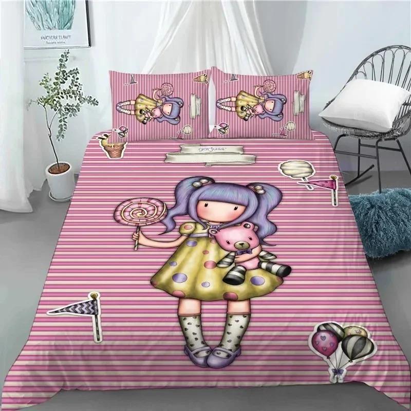 Santoro Gorjuss Anime Bella Ragazza Set Biancheria da Letto Camera da Letto Morbido Moderno Copriletto Copripiumino CopertaFedera