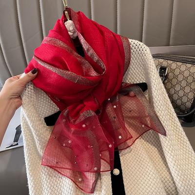 Luxury Shiny Diamond Scarf Silk Women Hijab Soft Wool Shawls and Wraps Large Thin Scarves Foulard Female Bufanda New