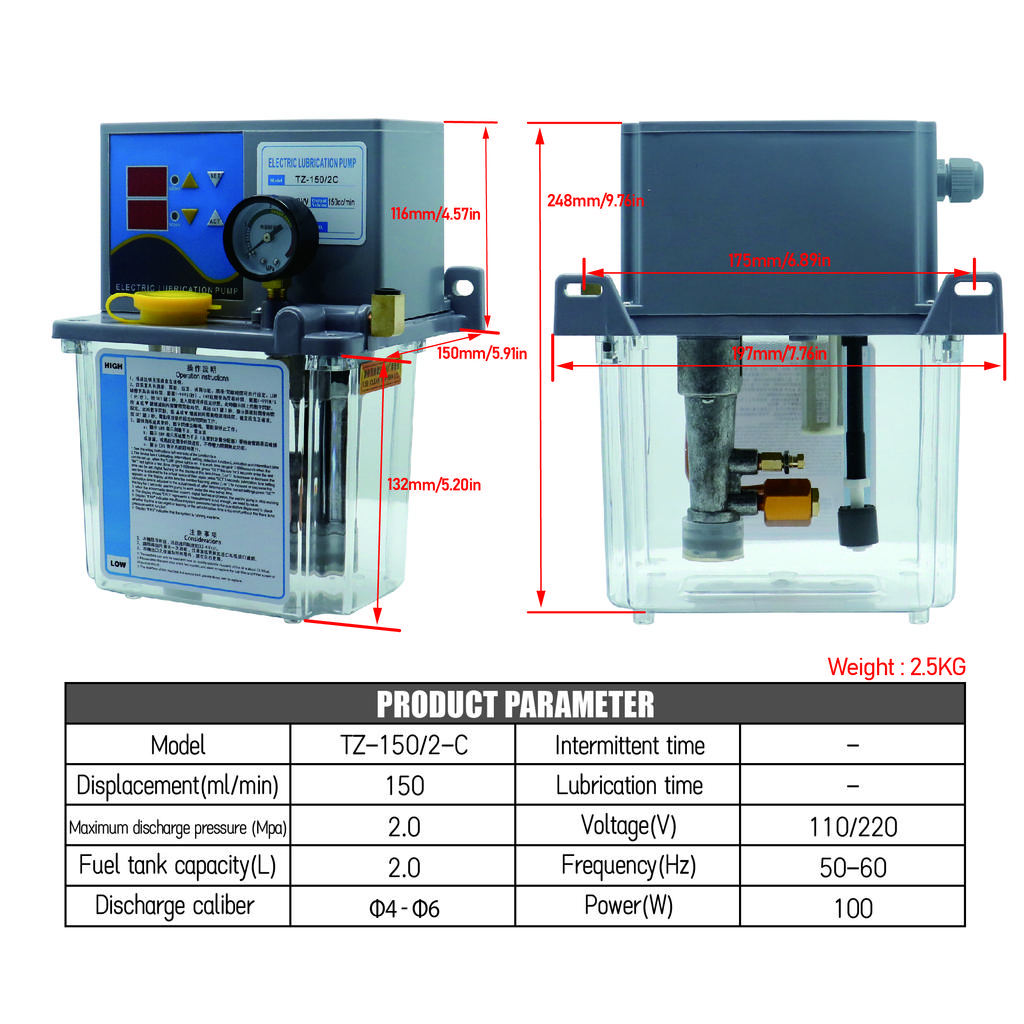 2L 3L 4L Smeerpomp Automatische Smeeroliepomp met Manometer Semi-automatische of PLC-besturing Voor CNC-draaibank