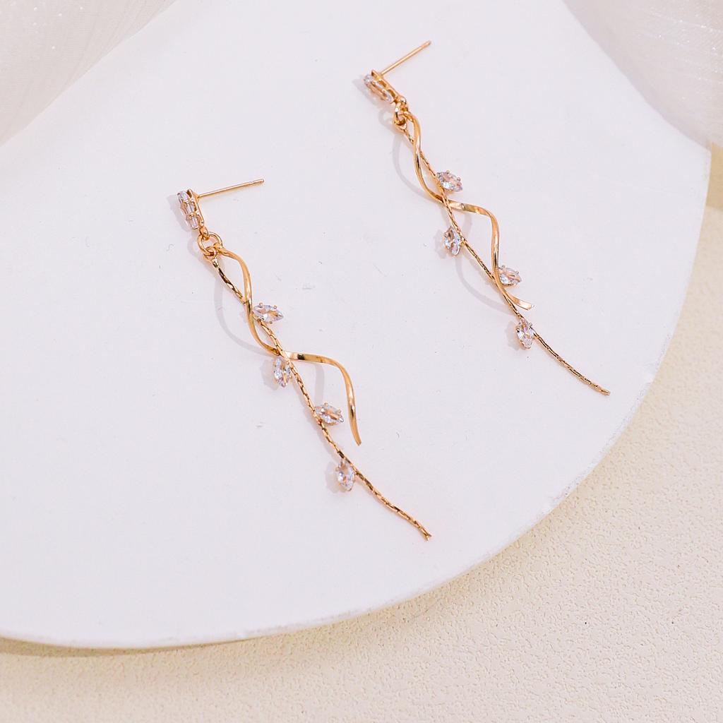 Fashion Luxury Long Tassel Earrings For Women Ins Rotating Twisted Zircon Dangle Earings Gold Color Jewelry Gifts
