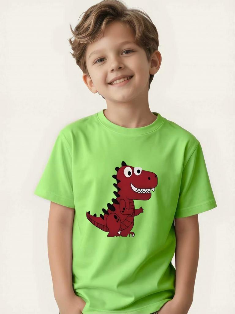 Children's Dinosaur Theme Short-sleeved T-shirt Boys and Girls Trendy Tops