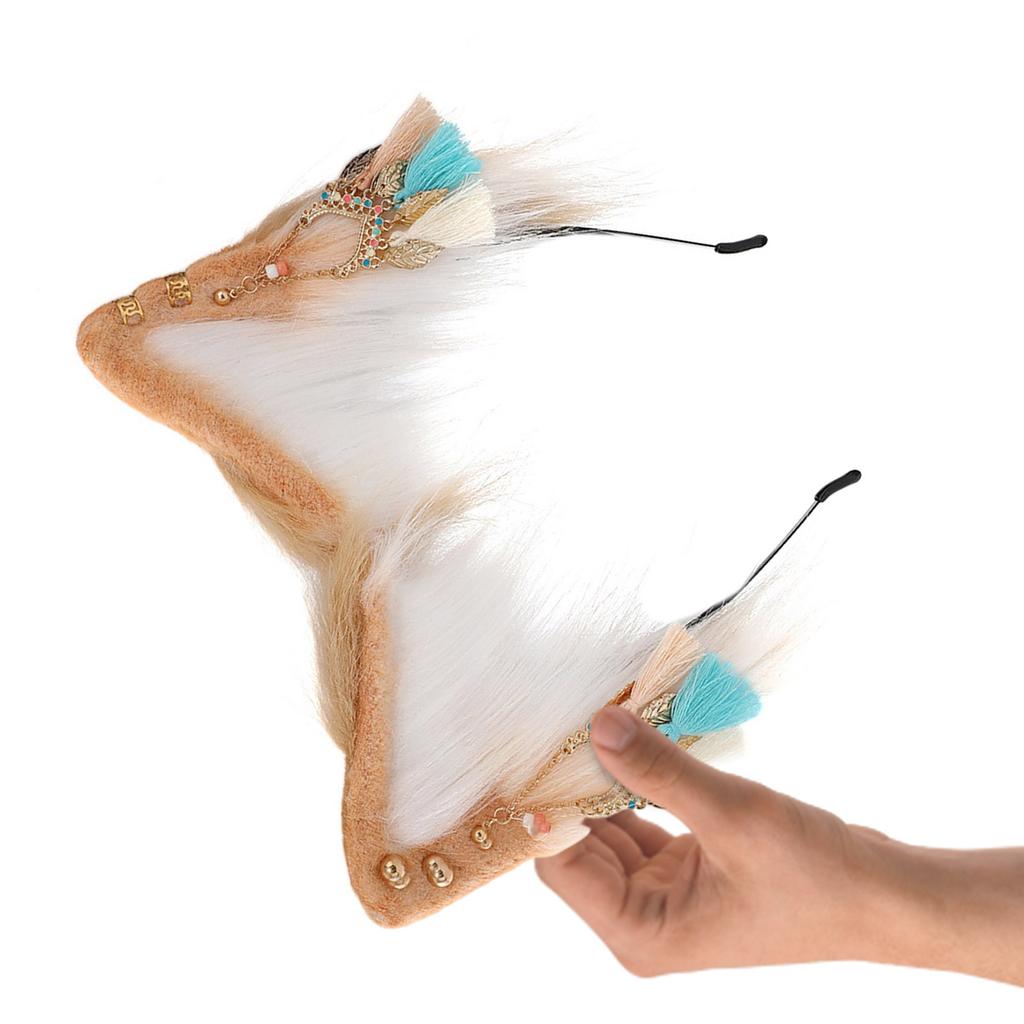 Plüsch Katzenohren Stirnband mit ethnischer Ohrringdekoration Plüsch Katzenstirnband für Filmliebhaber Erwachsenen Live-Übertragungskopfschmuck