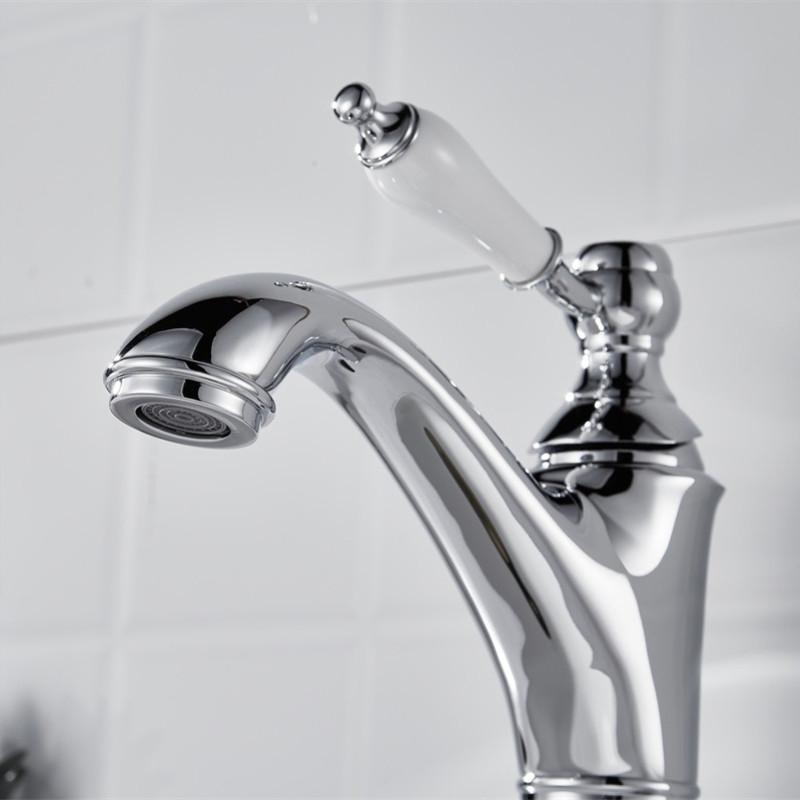 Rubinetto Lavabo Bagno Monoleva Caldo e Freddo Cromato Rubinetto Miscelatore Classico Rubinetto in Ottone Massiccio Rubinetto Lavabo Lavatorio