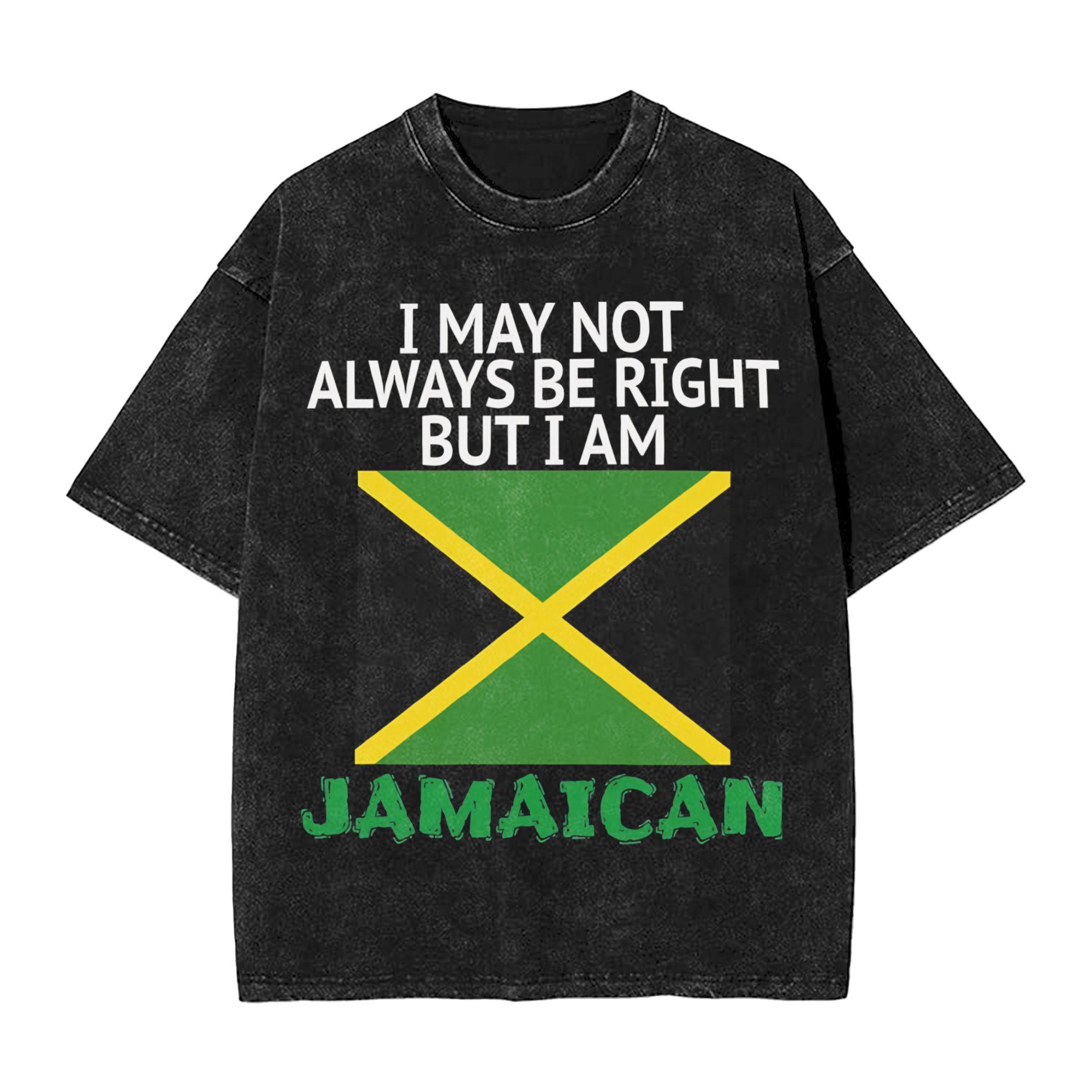 Jamaican Merch Washed T Shirt Unisex Women Streetwear Hip Hop TShirts Summer Tee Shirt Short Sleeve S