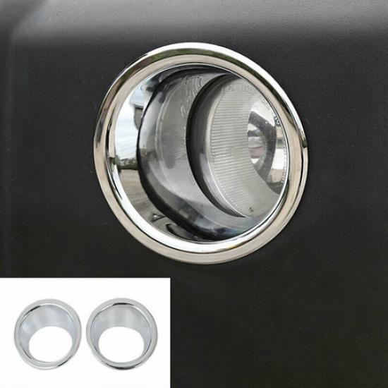 Chrome Front Fog Light Lamp Cover Trim Ring Frame For Jeep Wrangler JK 2007-2018
