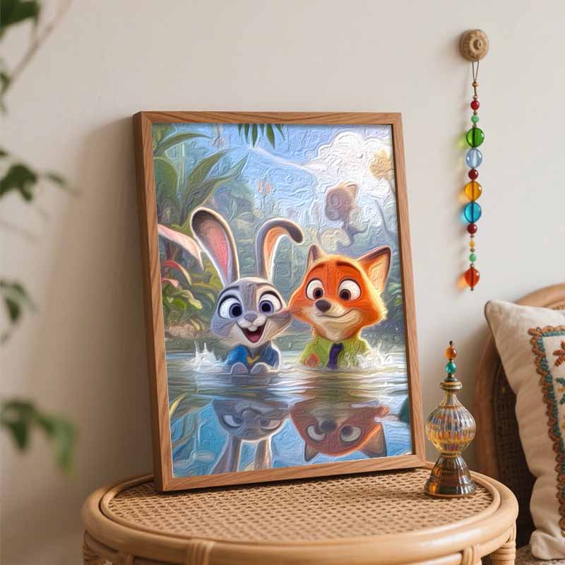 Disney Zootopia Judy and Nick Paint By Numbers Hand Painting Kit. Home Decor Gift