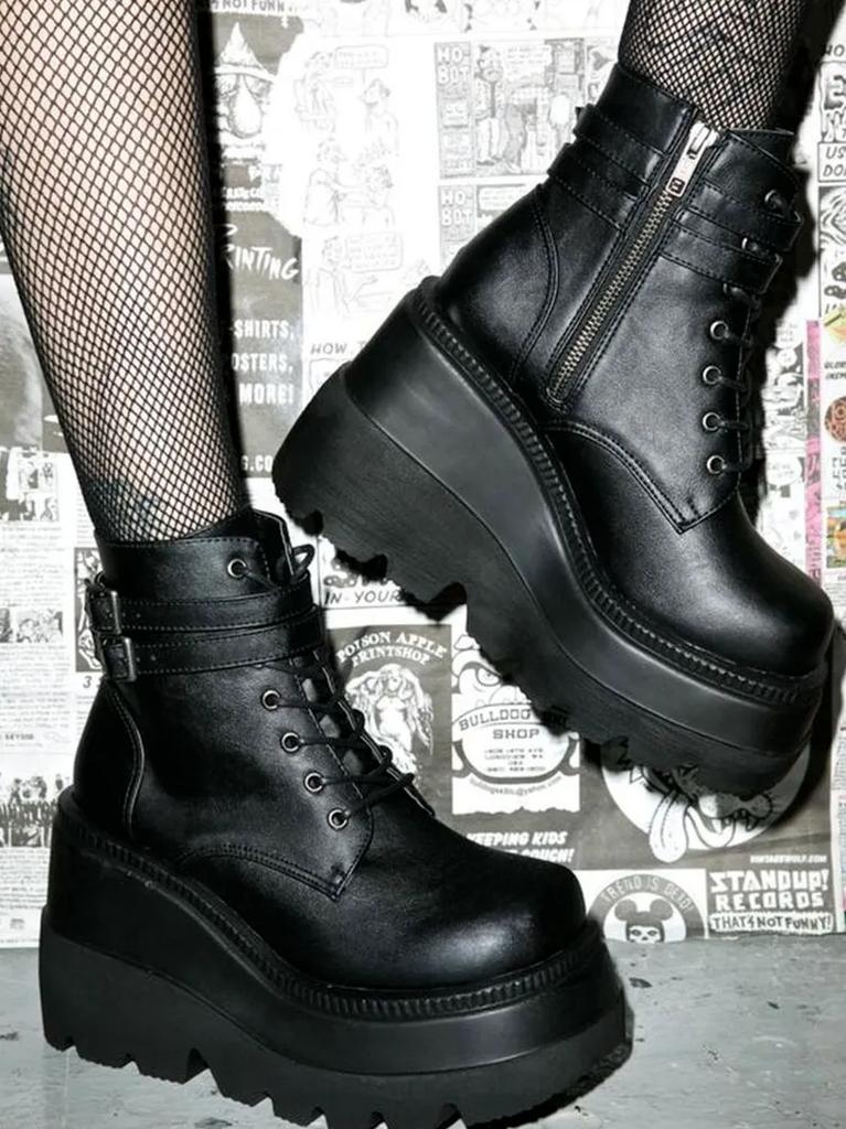 Brand Design Big Sizes Platform High Heels Cosplay Fashionable Autumn Winter Wedges Shoes Ankle Boots Women Booties