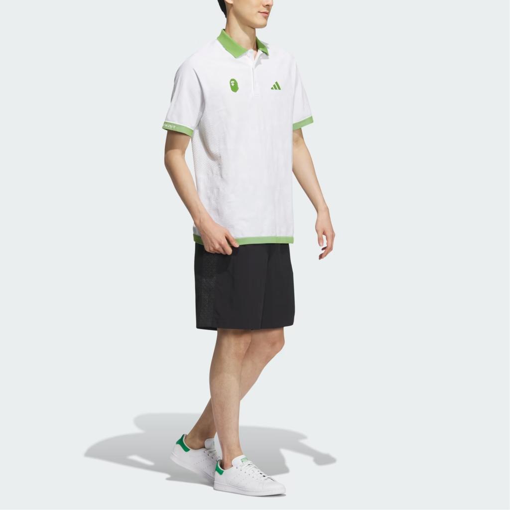 BAPE X Adidas Golf Relaxed Fit Polo White Men Streetwear IQ3680
