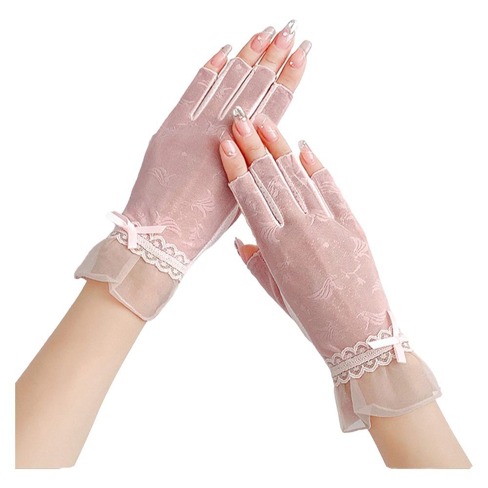 Non-slip Sun Protection Gloves Breathable Lace Gloves Fashion Women Half-finger Gloves Summer
