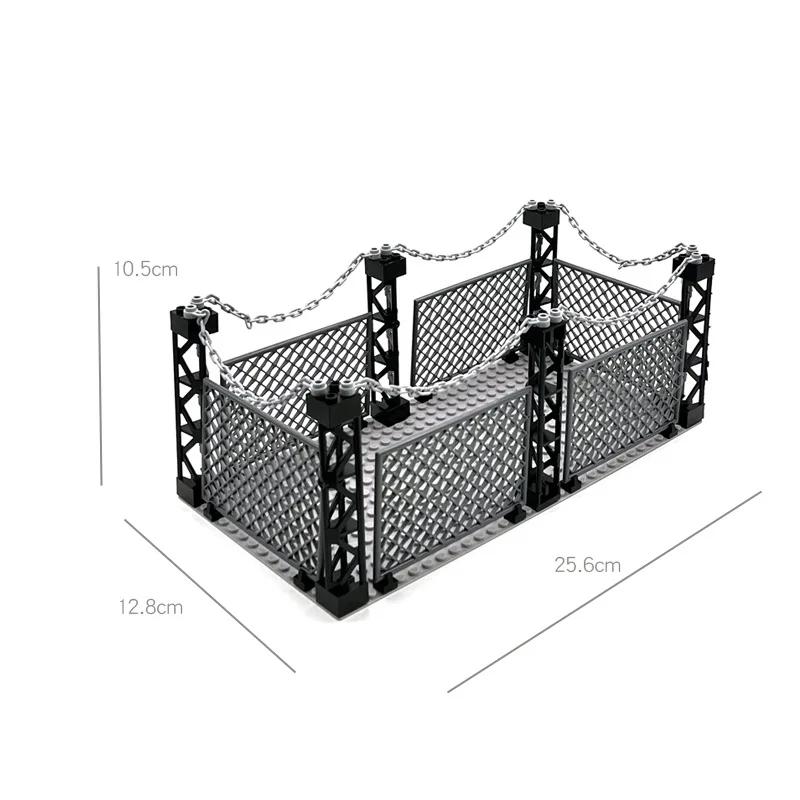 MOC Militärische Zaunschutznetz Kleiner Baustein Mit Basis Drahtgitterkäfig Jungen Zusammenbauen Bildung Bausteine Spielzeug Zubehör