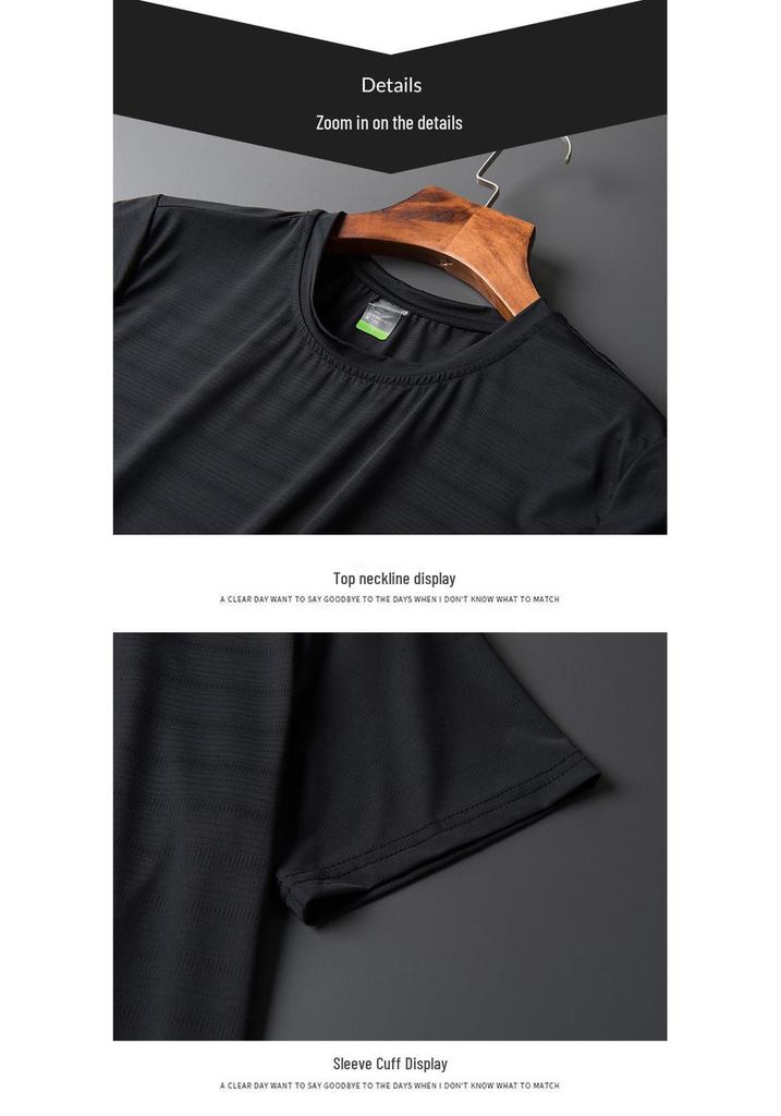 Men's Summer Quick-Dry Ice Silk Solid Color Sports Suit - Large Size Three-Piece Set with Shorts.
