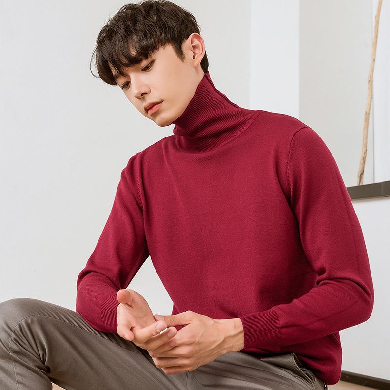 Sweater High Collar Autumn and Winter Men's Pullover Knit Sweater Loose Casual Long-sleeved Wild Wool Sweater