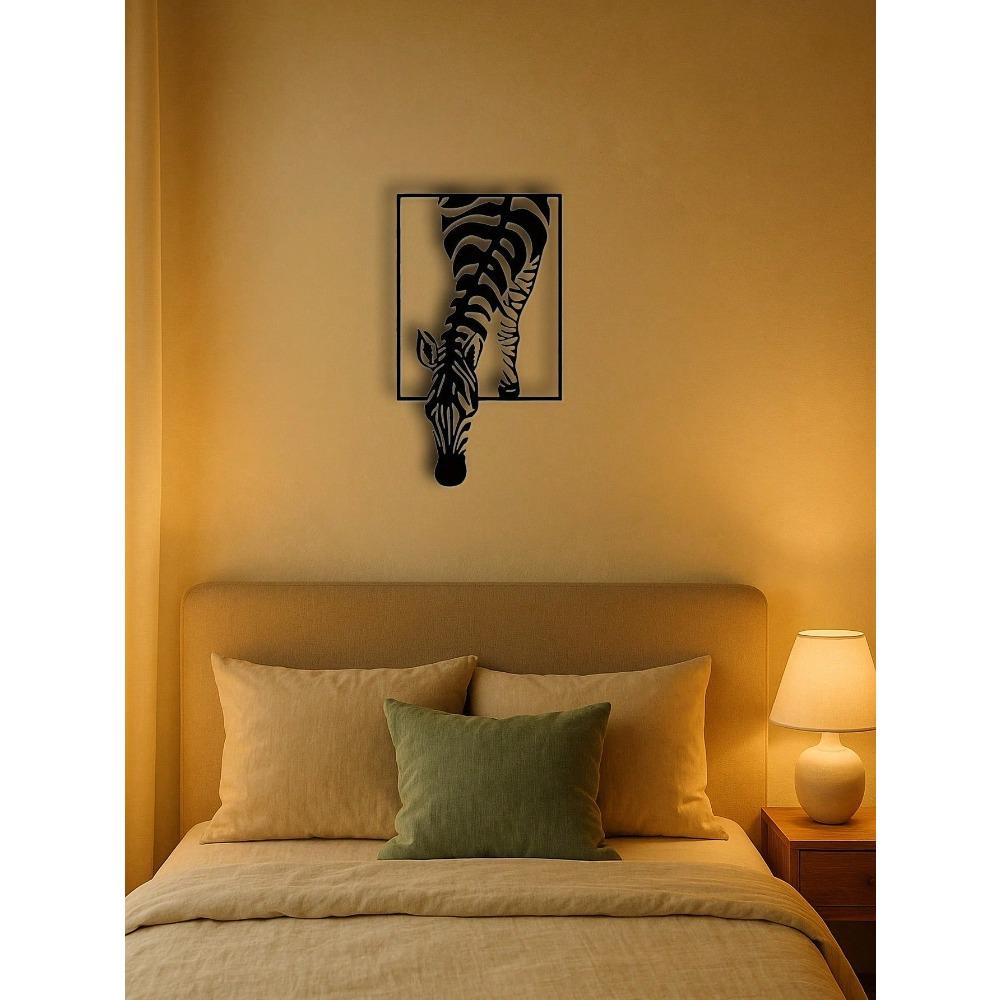 Metal Zebra Wall Art Black White Animal Sculpture Modern Farmhouse Decor Boho Chic Minimalist Wildlife Home Office Gift Indoor Outdoor