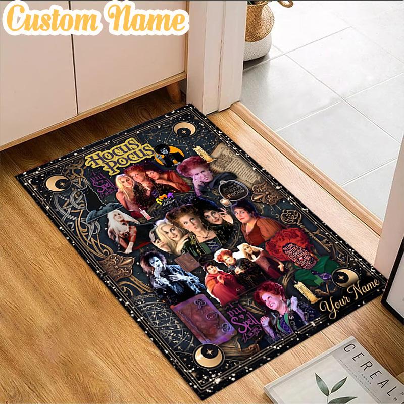 Custom Name Magical Three Witch Rug, Office Rug, Chair Rug, Carpet for Living Rooms, Doormat Game Rug Home Decor Christmas Gifts