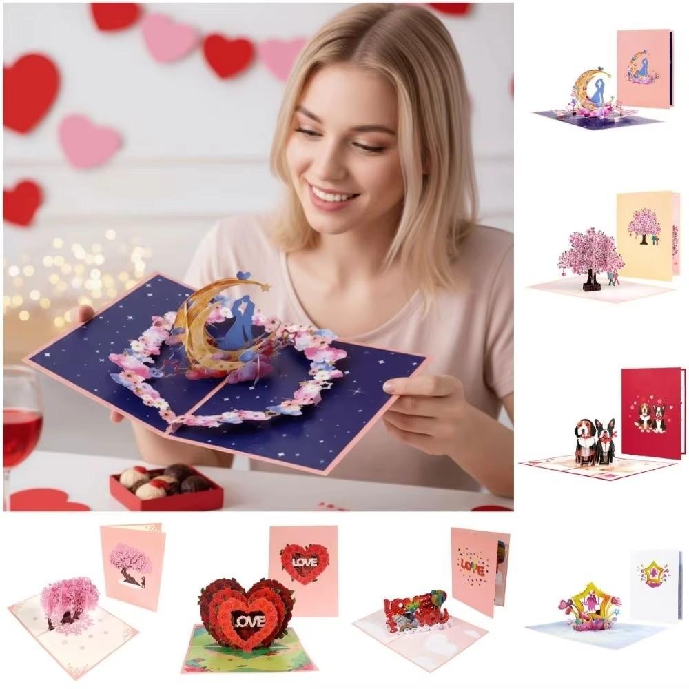 Romantic 3D Heart Tree Greeting Card Elegant Paper Sculpture Pop-Up Valentine's Day Cards with Envelope Invitation