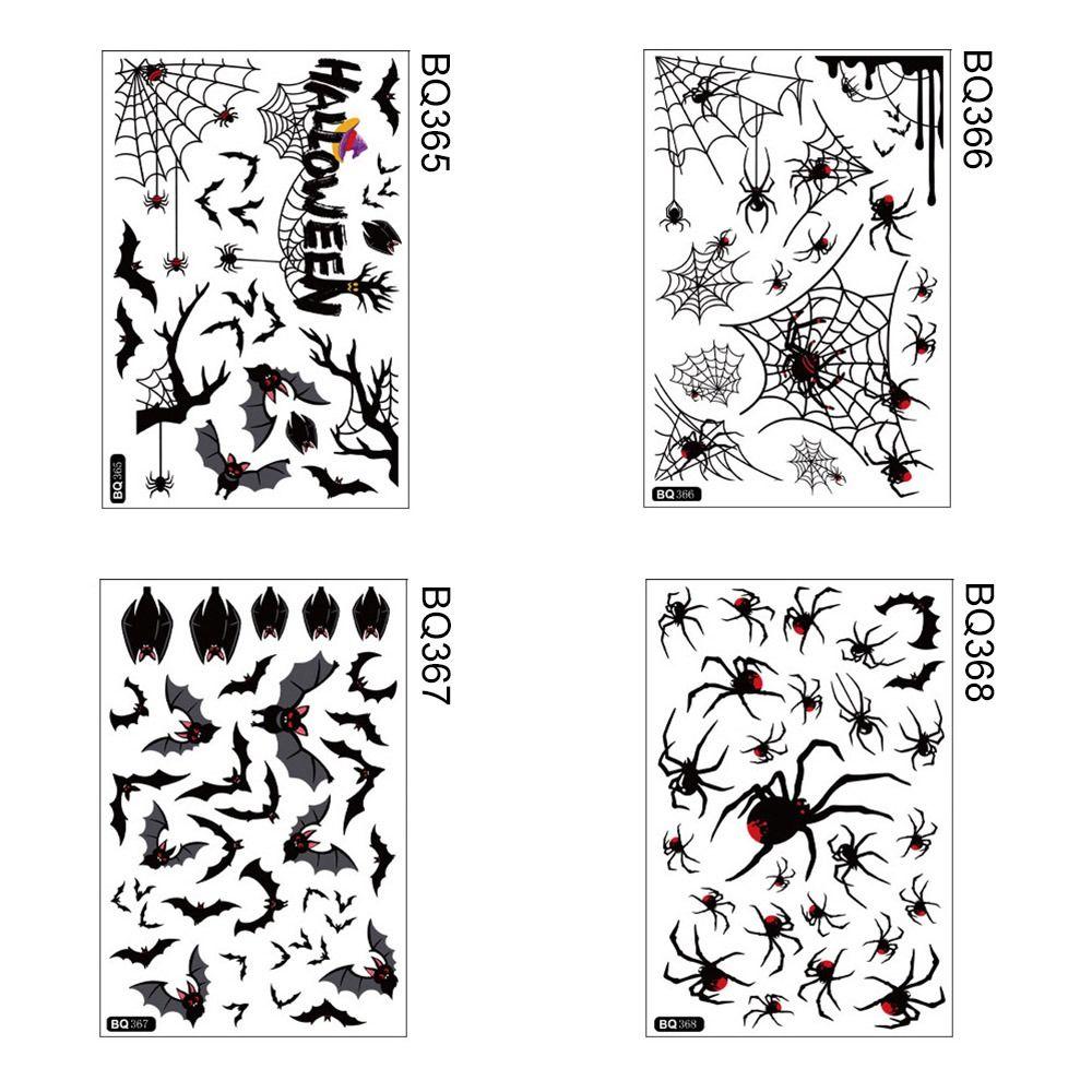 Static Halloween Stickers Black Scary Sticker Creative Spider Bat Decals  Smooth Surface